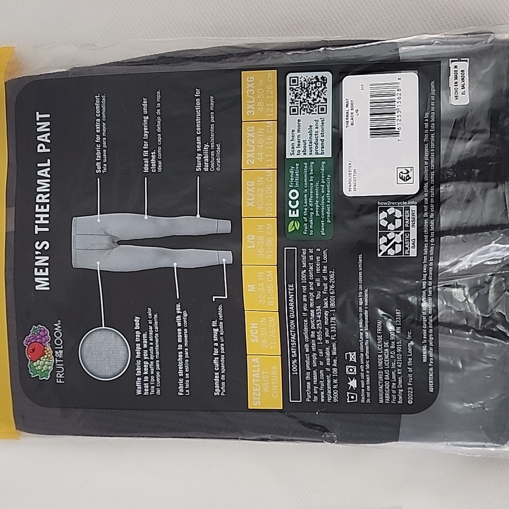 Fruit Of The Loom Men's Thermal Crew & Men's Thermal Pant Size: L - Picture 16 of 16